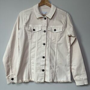 Canyon Retreat Easy Stretch Fray Hem Detail Denim Jacket